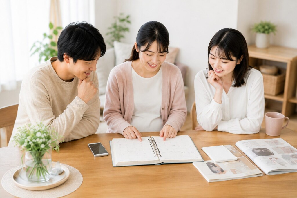 春日市・大野城市でベビー用品レンタルの利用期間を確認する家族